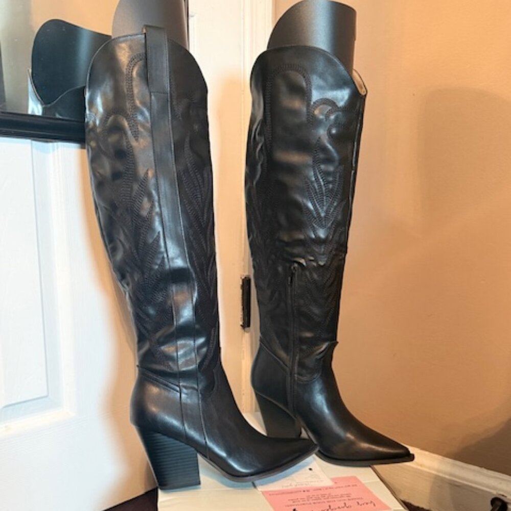 OASIS SOCIETY Women's  Black Vegan Leather Josie  Western Boot Size 7.5